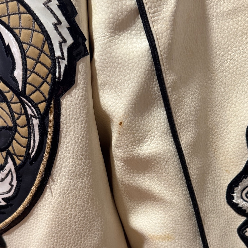 Cream Bomber Jacket with Dragon Embroidery - Picture 13 of 16